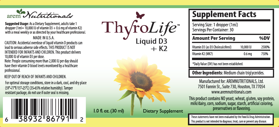 ThyroLife Liquid Vitamin D3 + K2